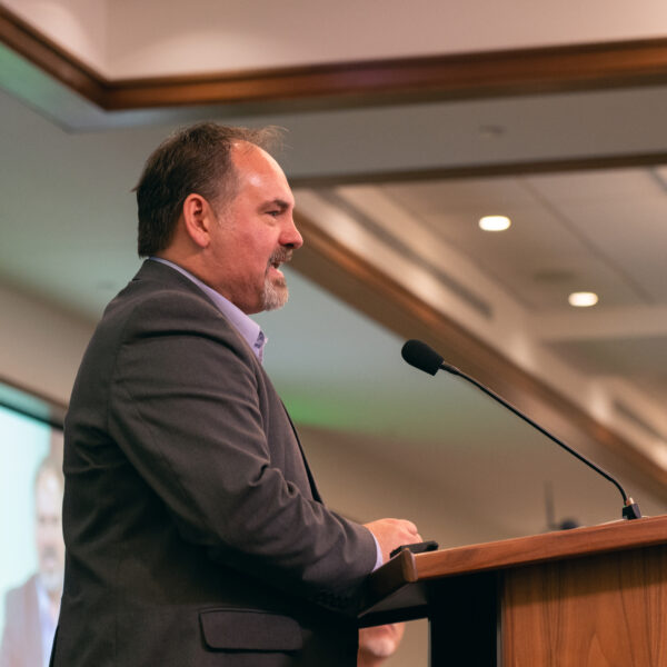 Tim Madding speaks to delegates at the North American Division's Year-End Meeting (NADYEM) shortly after being voted in as director for the North American Division Evangelism Institute (NADEI).