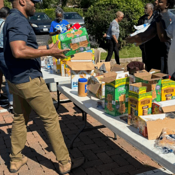Picture of Adventist Community Services outdoor food distribution site at a church