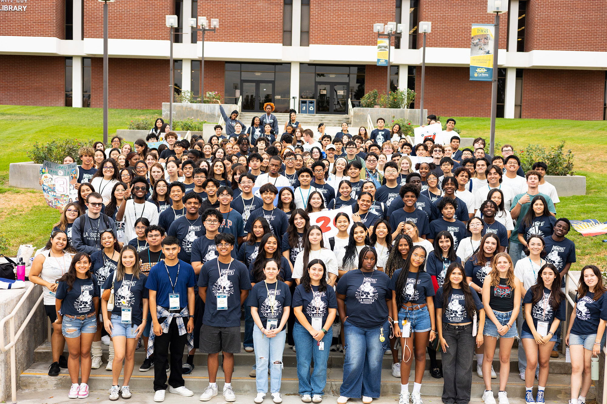 A group of college students at La Sierra University campus