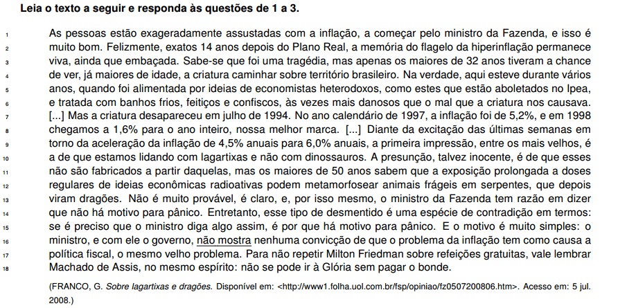 Questão 1-3 - Prova CELEPAR - Português 1 - Simulado Brasil Concurso
