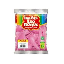 Imagem de Balao 7 Liso Rosa Baby Cxx10Pcx50Un Sao Roque