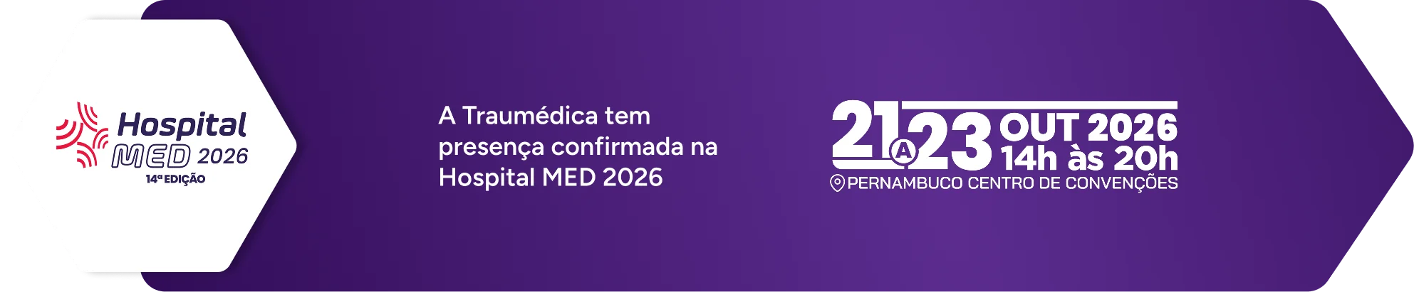 Banner de divulgação da Traumédica na feira Hospital Med 2026