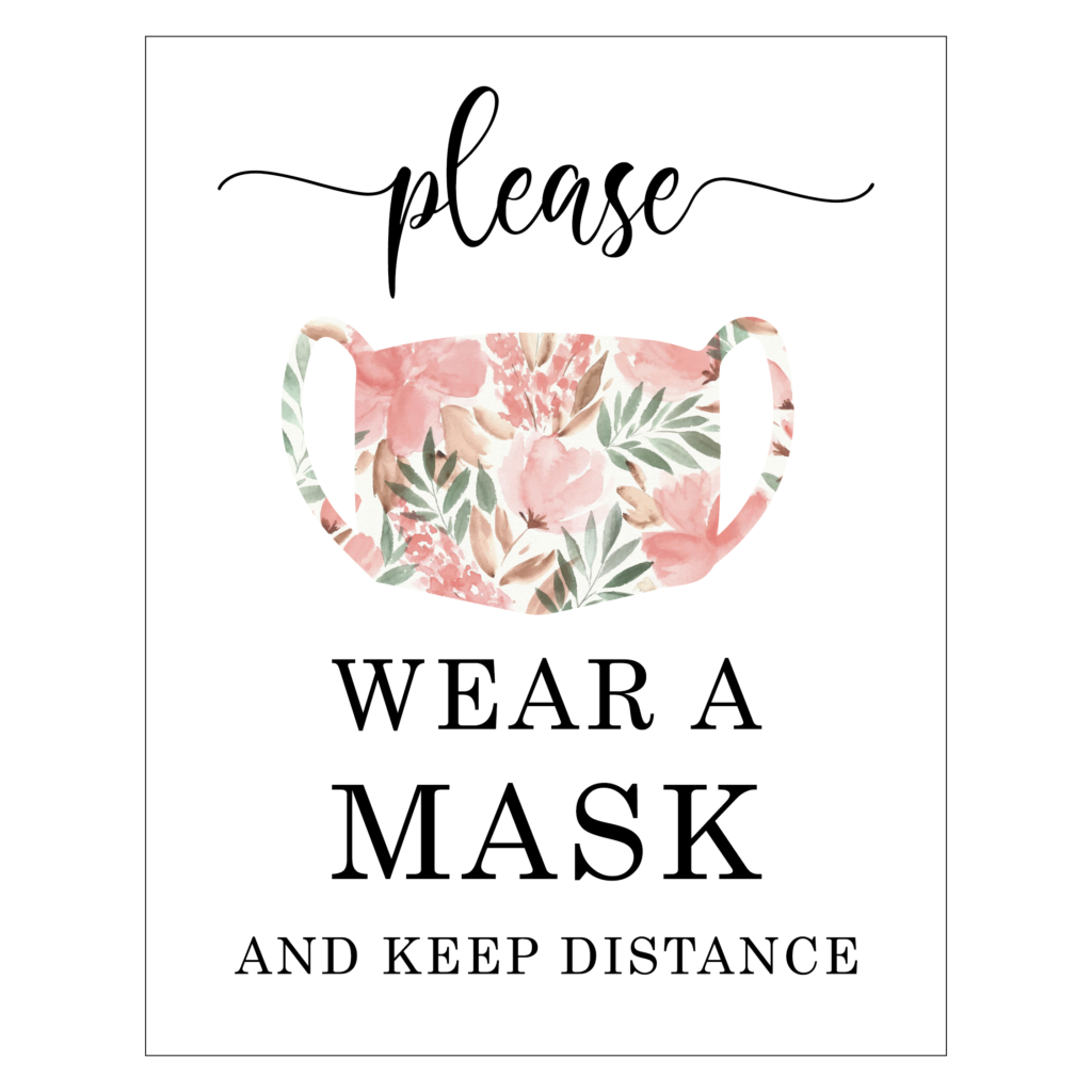 Please Wear A Mask Tabletop Wedding Sign Deadline Signs