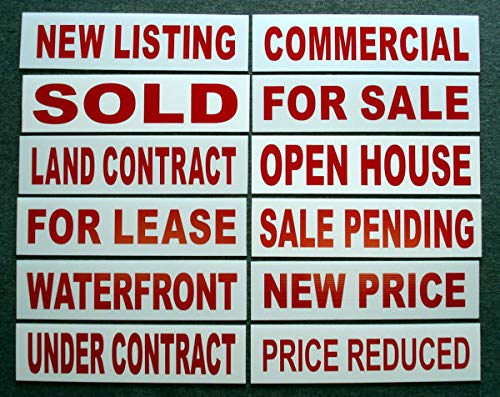 White on Red WATERFRONT 6"x24" REAL ESTATE RIDER SIGNS Buy 1 Get 1 FREE 