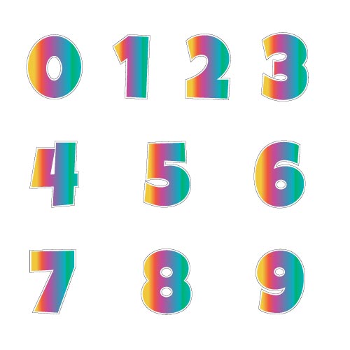 24 Inch Numbers 1-9 - Bright Rainbow - Deadline Signs