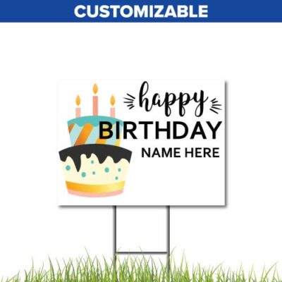 Happy Birthday Cake Lawn Sign - Deadline Signs