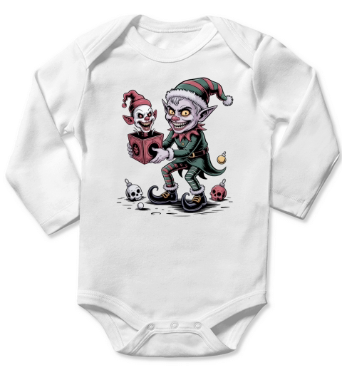 Holiday Dark Gothic Elf Christmas Long Sleeve Baby One-Piece