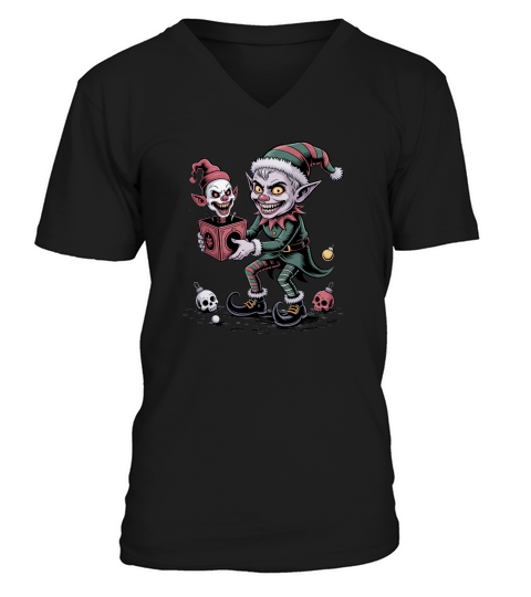Holiday Dark Gothic Elf Christmas V-Neck T-shirt