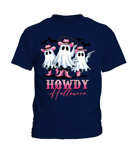 Howdy Halloween Pink Cute Ghost Kids T-Shirt