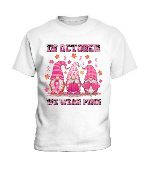 October Pink Gnome Breast Cancer Kids T-Shirt