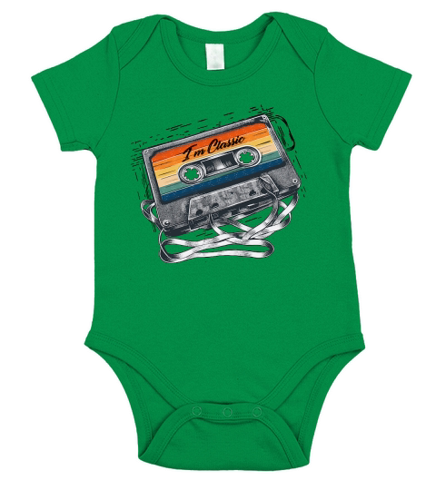 80s Cassette Tape Retro Vintage Short Sleeve Baby One-Piece