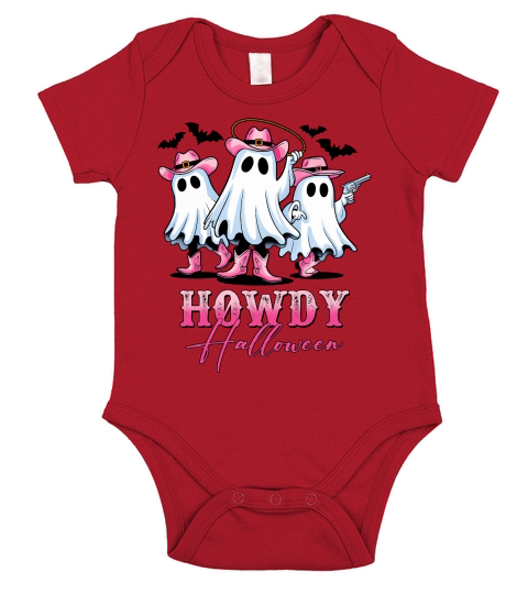 Howdy Halloween Pink Cute Ghost Short Sleeve Baby One-Piece