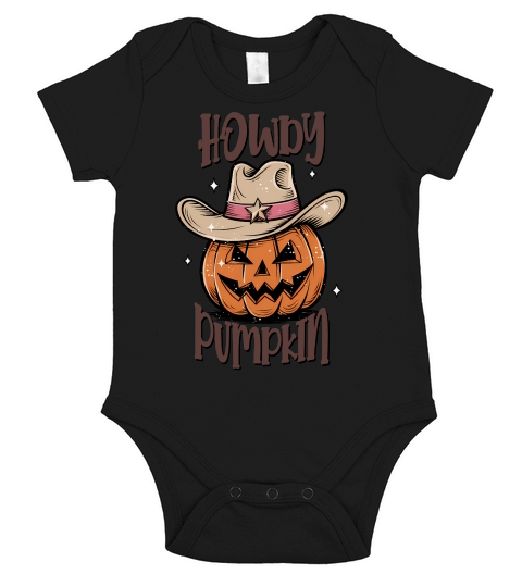Howdy Pumpkin Halloween Short Sleeve Baby One-Piece
