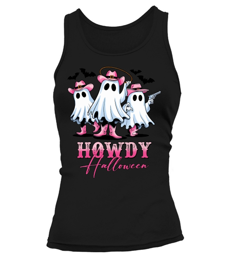 Howdy Halloween Pink Cute Ghost Tank top Woman