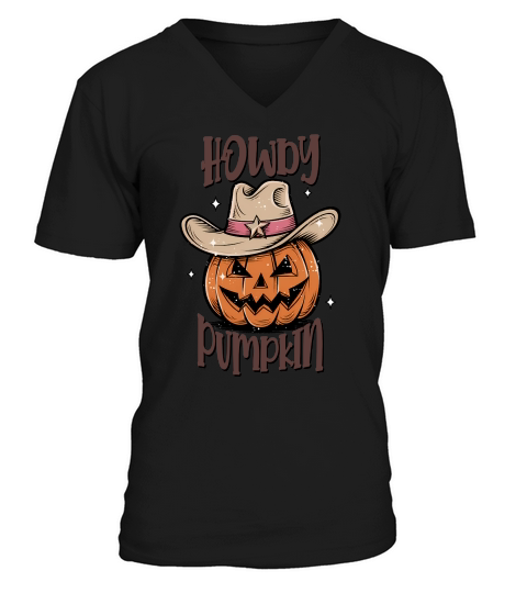 Howdy Pumpkin Halloween V-Neck T-shirt
