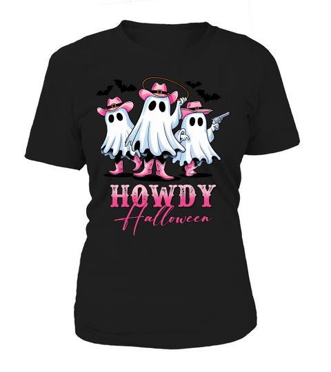 Howdy Halloween Pink Cute Ghost Women's T-Shirt