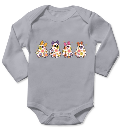 Floral Ghost Squad Halloween Long Sleeve Baby One-Piece