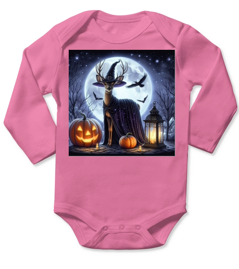 Watercolor Deer Halloween Design Long Sleeve Baby One-Piece