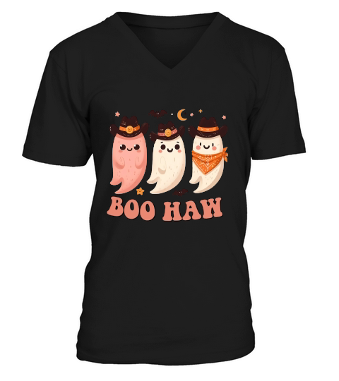 Boo Haw Halloween Ghouls V-Neck T-shirt