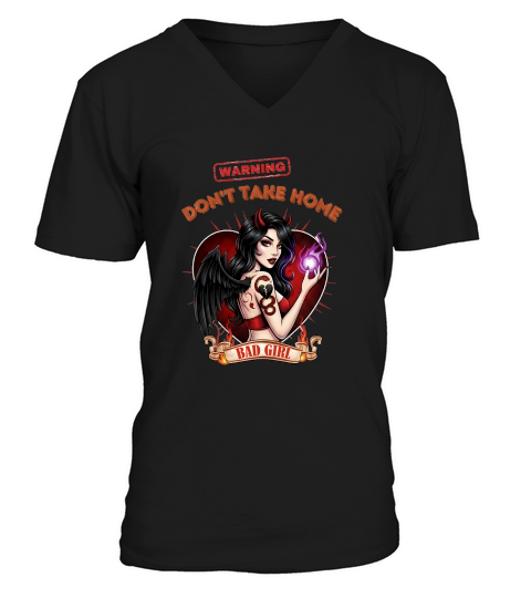 Pinup Grease Monkey Vintage Poster Warning V-Neck T-shirt