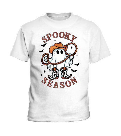 Cowboy Spooky Season Cute Halloween Kids T-Shirt