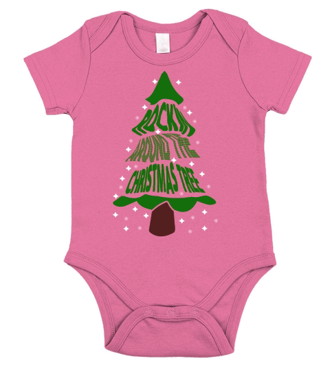 ROCKIN THE AROUND THE CHRISTMAS TREE   Christmas Day Design Short Sleeve Baby One-Piece