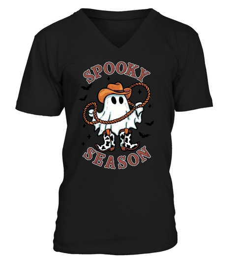 Cowboy Spooky Season Cute Halloween V-Neck T-shirt
