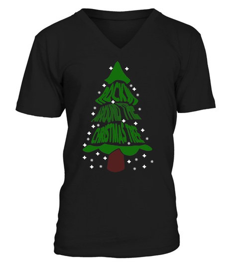 ROCKIN THE AROUND THE CHRISTMAS TREE   Christmas Day Design V-Neck T-shirt
