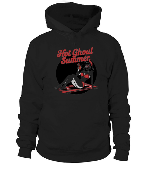Hot Ghoul Summer, Pinup Witch Retro Halloween Hoodie Unisex