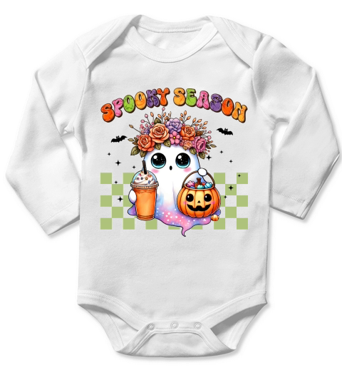 Halloween Boo Spooky Season Long Sleeve Baby One-Piece