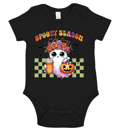 Halloween Boo Spooky Season Short Sleeve Baby One-Piece