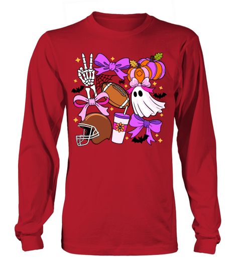 Football Season Retro Halloween Spooky Ghost Long sleeved Unisex