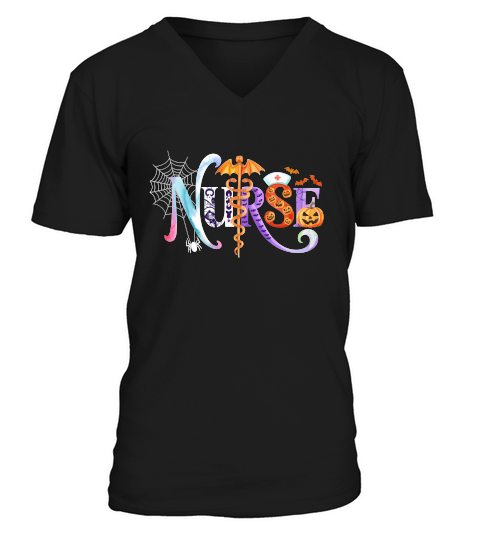 Halloween Spooky Nurse Design V-Neck T-shirt