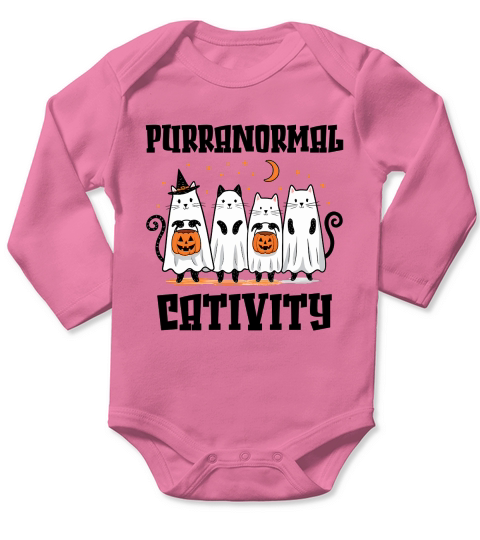 Halloween Cat Purranormal Cativity Long Sleeve Baby One-Piece