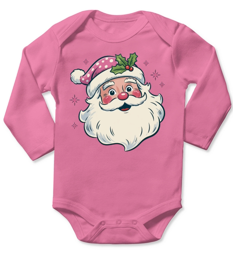 Pink Santa Women Long Sleeve Baby One-Piece
