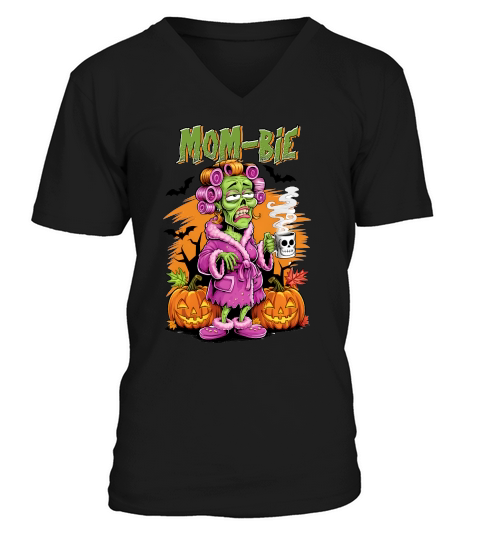 Mom Bie Morning Halloween V-Neck T-shirt