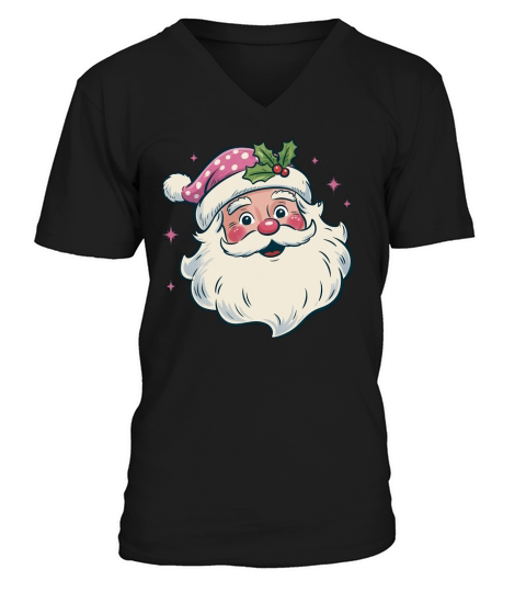 Pink Santa Women V-Neck T-shirt
