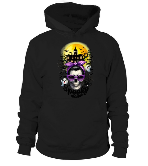 Halloween Spooky Mama Messy Bun Hoodie Unisex