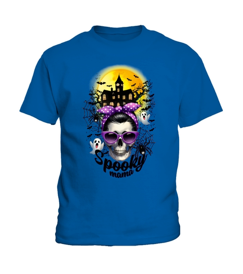 Halloween Spooky Mama Messy Bun Kids T-Shirt
