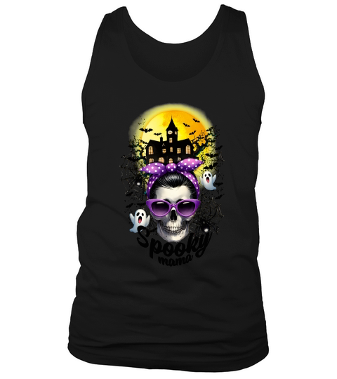 Halloween Spooky Mama Messy Bun Tank Top Unisex
