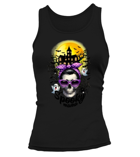 Halloween Spooky Mama Messy Bun Tank top Woman