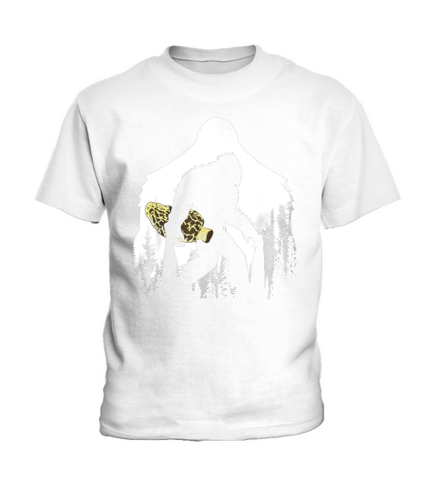Bigfoot With Morel Mushroom In Forest Gift Mushroom Hunter T-Shirt Kids T-Shirt