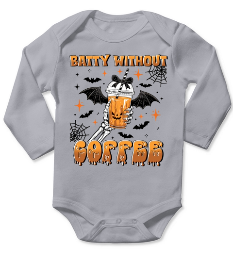 Batty Without My Coffee Quirky Long Sleeve Baby One-Piece