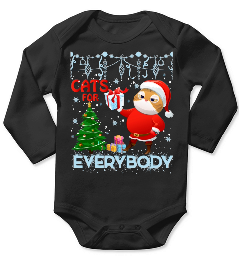 CATS FOR EVERYBODY   Christmas Day Design Long Sleeve Baby One-Piece