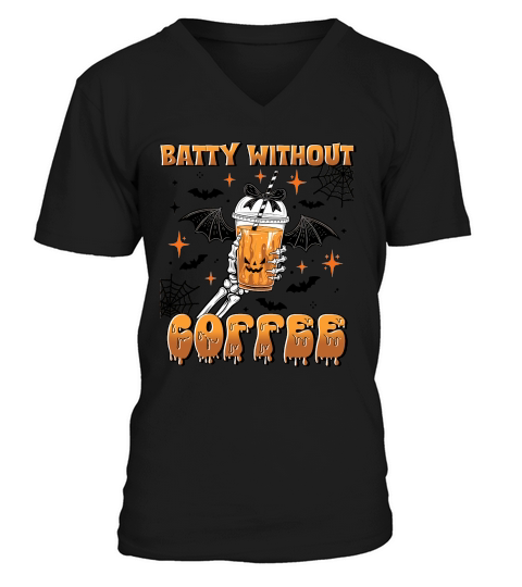 Batty Without My Coffee Quirky V-Neck T-shirt