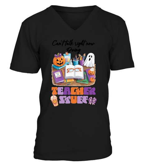 Teacher Stuff Halloween V-Neck T-shirt