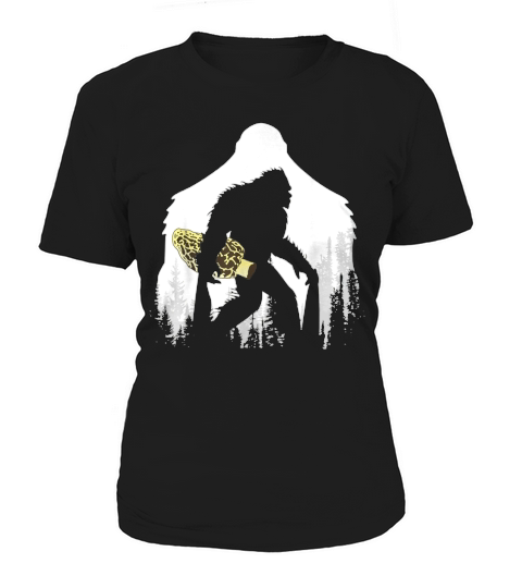 Bigfoot With Morel Mushroom In Forest Gift Mushroom Hunter T-Shirt Women's T-Shirt