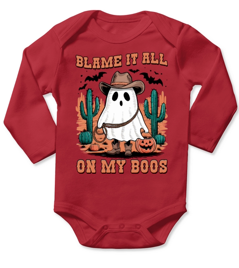 Blame It All On My Boos Halloween Long Sleeve Baby One-Piece
