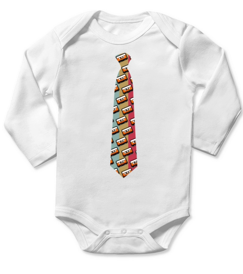 Cassette Tie Cassettes 90s 80s Long Sleeve Baby One-Piece