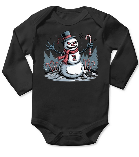 Creepy Snowman Christmas Long Sleeve Baby One-Piece